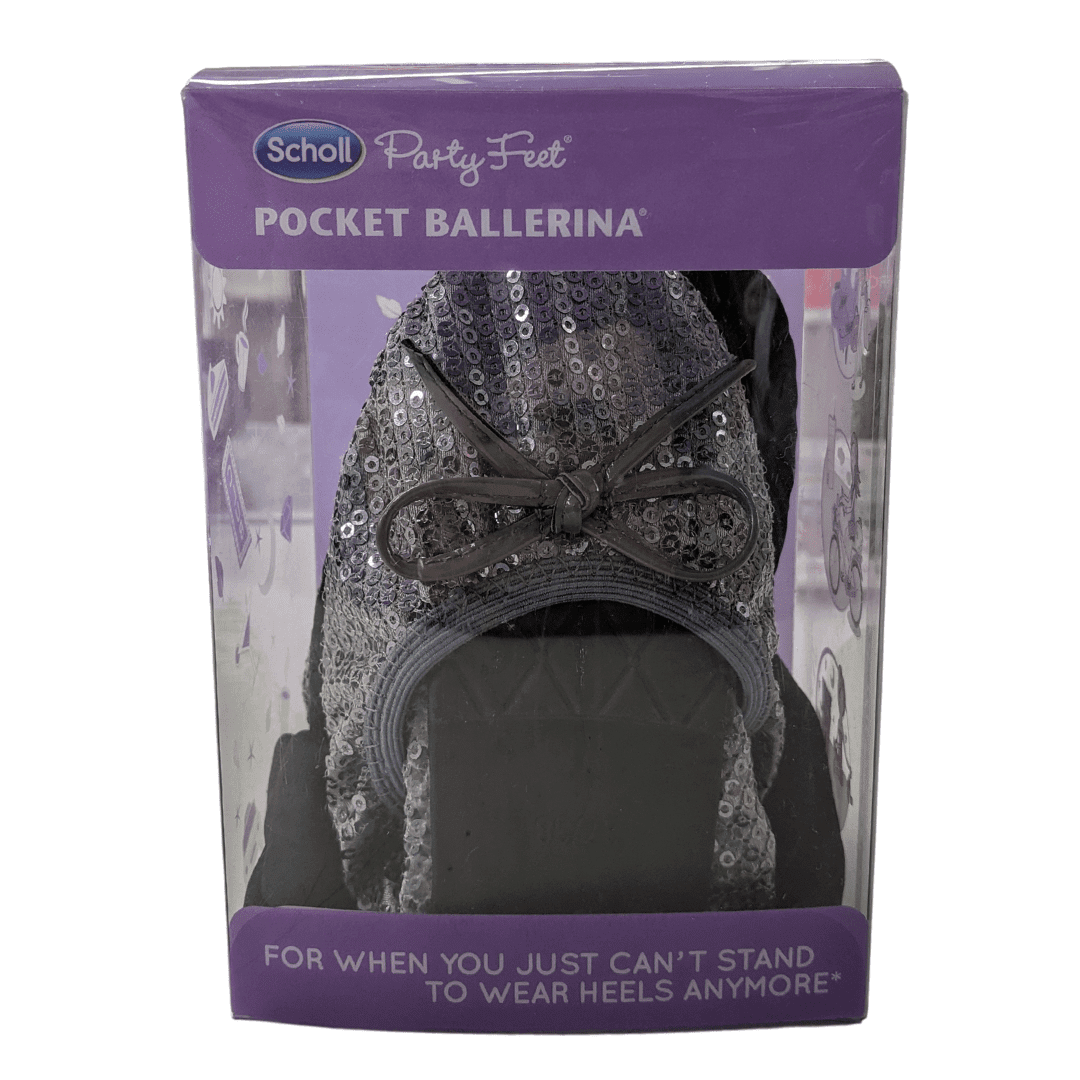 8367606d89f6dff5732d522b3aa24e5c14412eeb-3.png Scholl Party Feet: Pocket Ballerina Silver Sequin