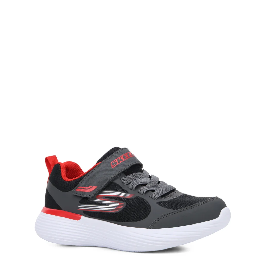go-run-400-v2-skechers-shoes-black-red-image01-go-run-400-v2-skechers-shoes Angle view of Go Run 400 V2 Kids' Sports Shoes in Black and Red
