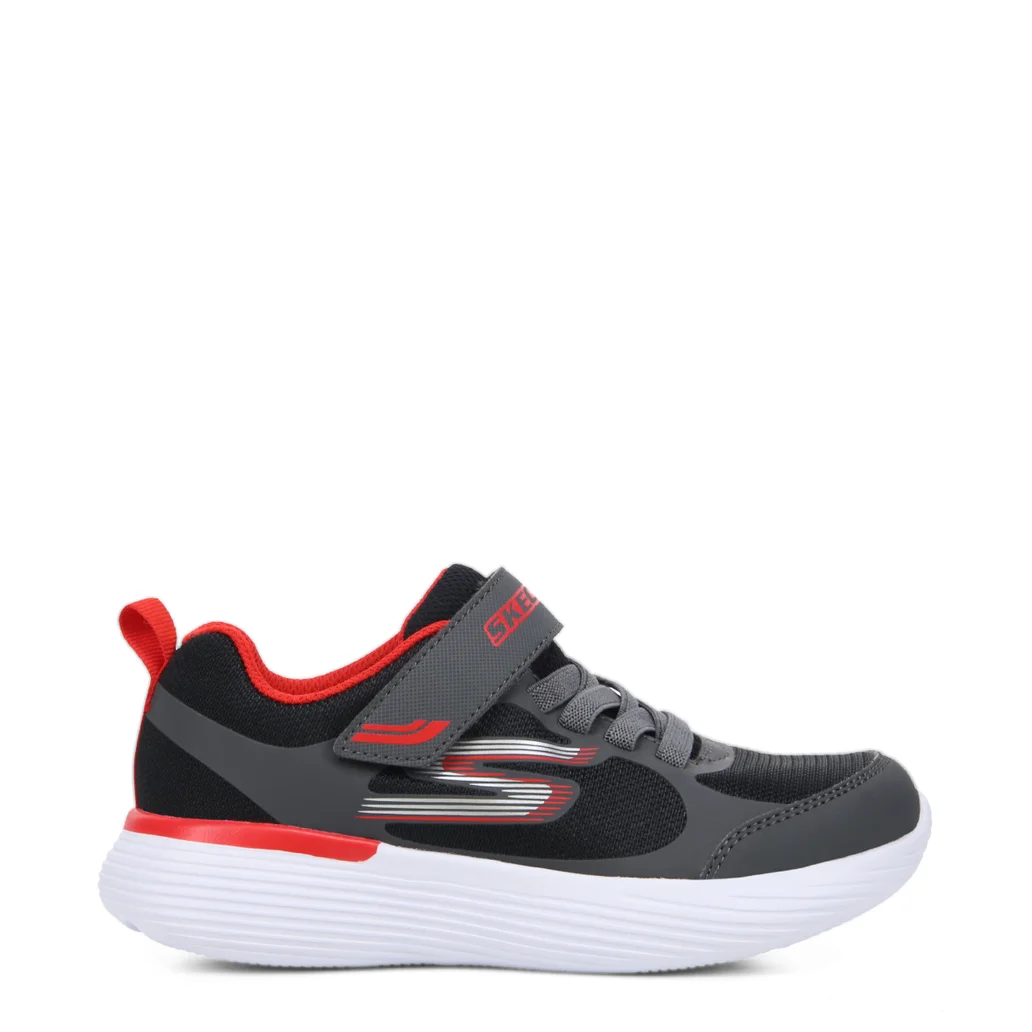 go-run-400-v2-skechers-shoes-black-red-image02-go-run-400-v2-skechers-shoes Side view of Go Run 400 V2 Kids' Sports Shoes in Black and Red