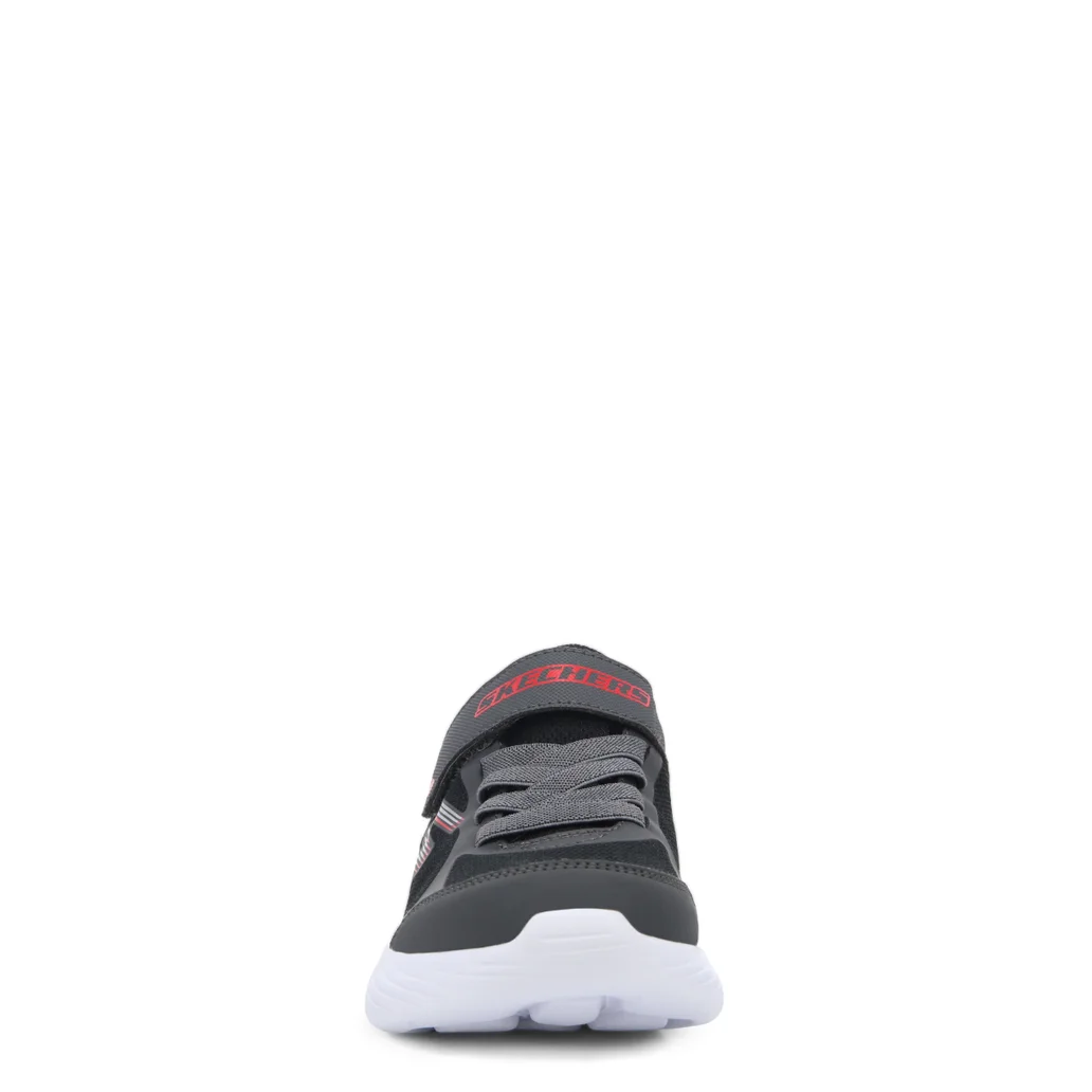go-run-400-v2-skechers-shoes-black-red-image03-go-run-400-v2-skechers-shoes Front view of Go Run 400 V2 Kids' Sports Shoes in Black and Red