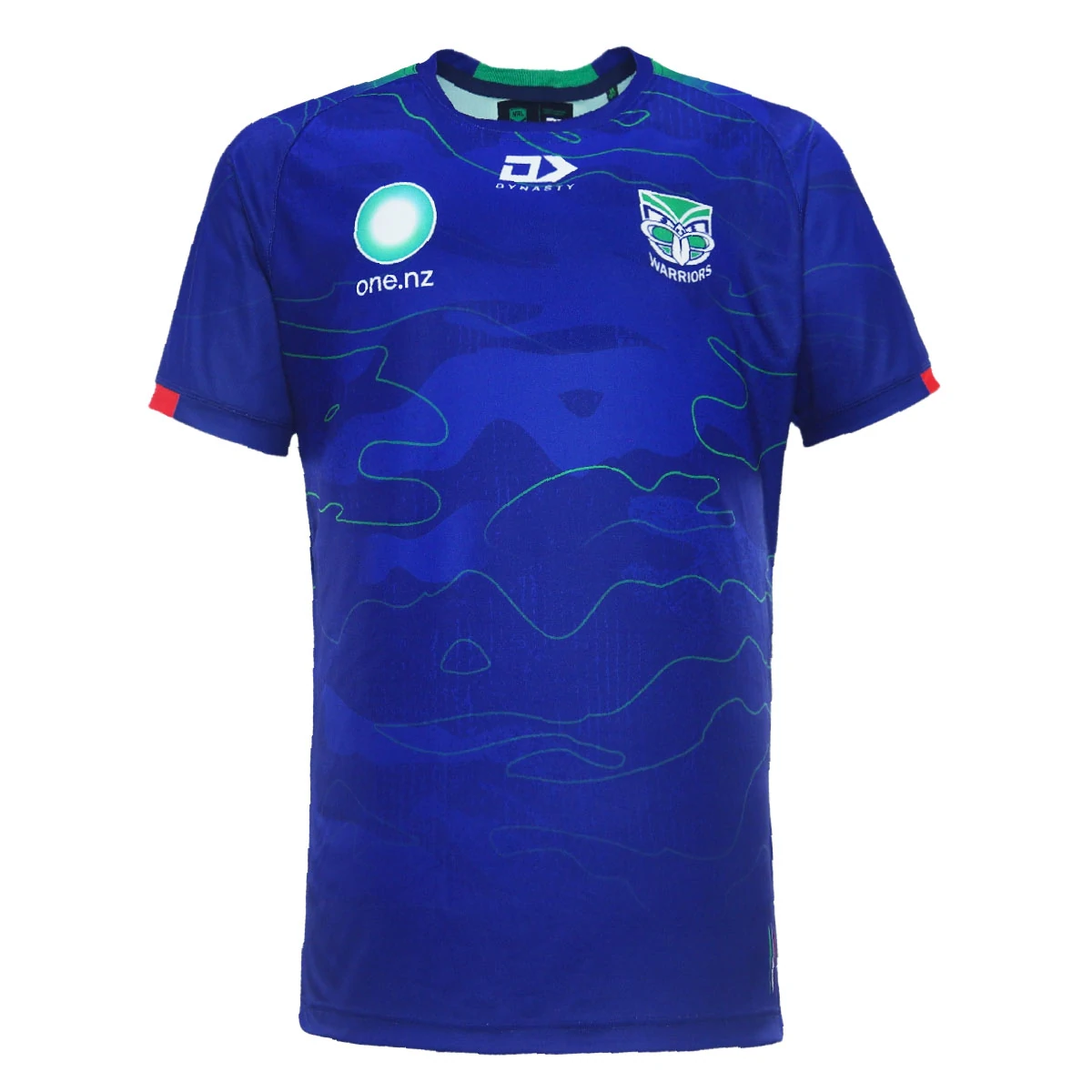2024-New-Zealand-Warriors-Mens-Training-Tee-Royal_NWTEM24501_front.webp Front view of 2024 New Zealand Warriors men's training tee in royal blue.