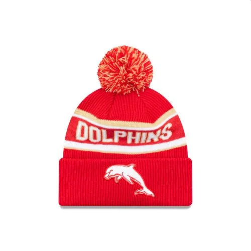 NRL-Dolphins-New-Era-Pom-Pom-Beanie-Front-View.webp Dolphins New Era Pom Pom Beanie Front View
