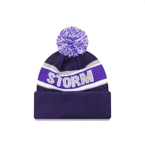NRL-Storm-New-Era-Pom-Pom-Beanie-Back-View.webp Storm New Era Pom Pom Beanie Back View