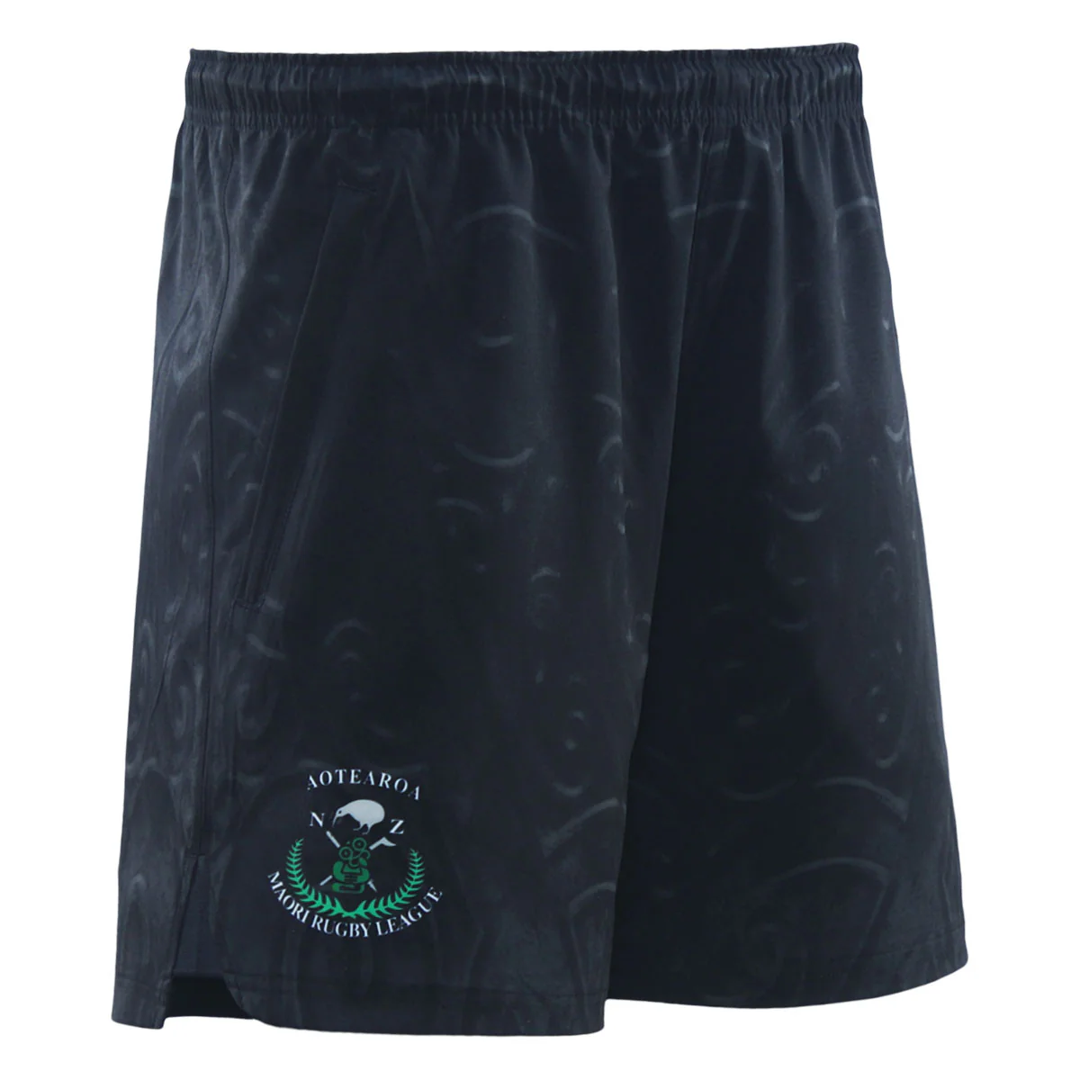 2025_NZ_MAORI_RUGBY_LEAGUE_MENS_GYM_SHORT_-_BLACK_NMSHM25001_right_45-jpg.webp NZ Maori 2025 Training Shorts Charcoal Front Right View