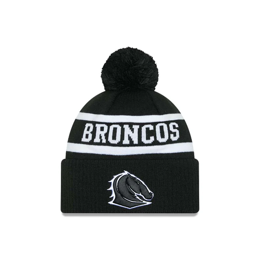 NRL Broncos Beanie Black/White front view NRL Broncos Beanie Black/White front view
