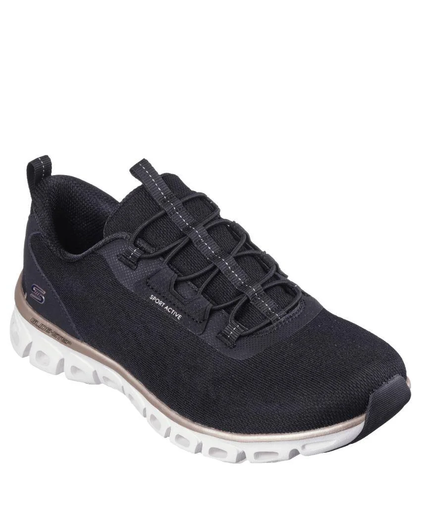 104561_bkrg_01.webp Womens Skechers Glide Step Align Black Rose Gold Front View