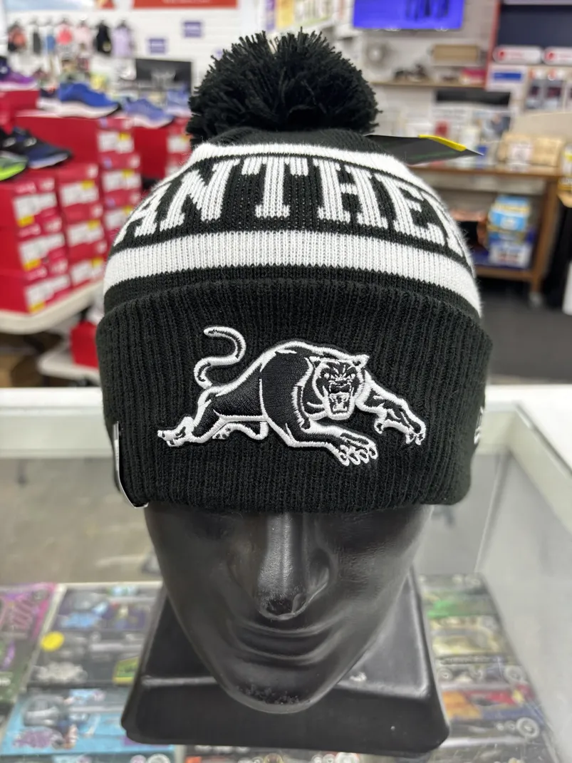 Panthers-Beanie-Black-White-Front.webp Panthers Beanie Black White Front