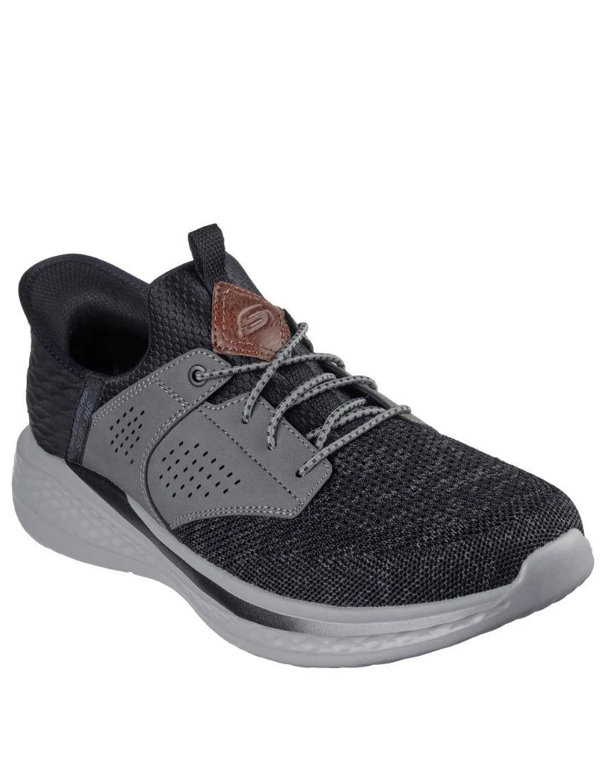 210889_bkgy_01.webp Mens Skechers Slade-Caster Black Grey Front View