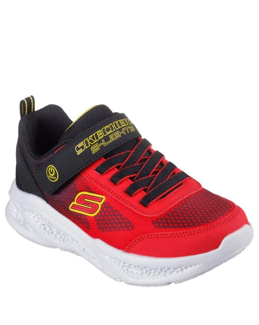 401495l_rdbk_01.webp Kids Skechers Meteor-Lights-Krendox Black/Red Front View