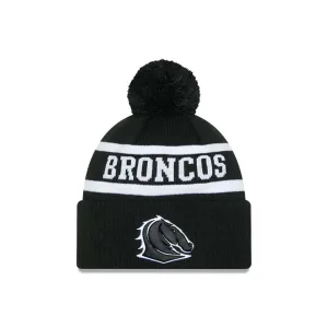 NRL Broncos Beanie Black/White front view