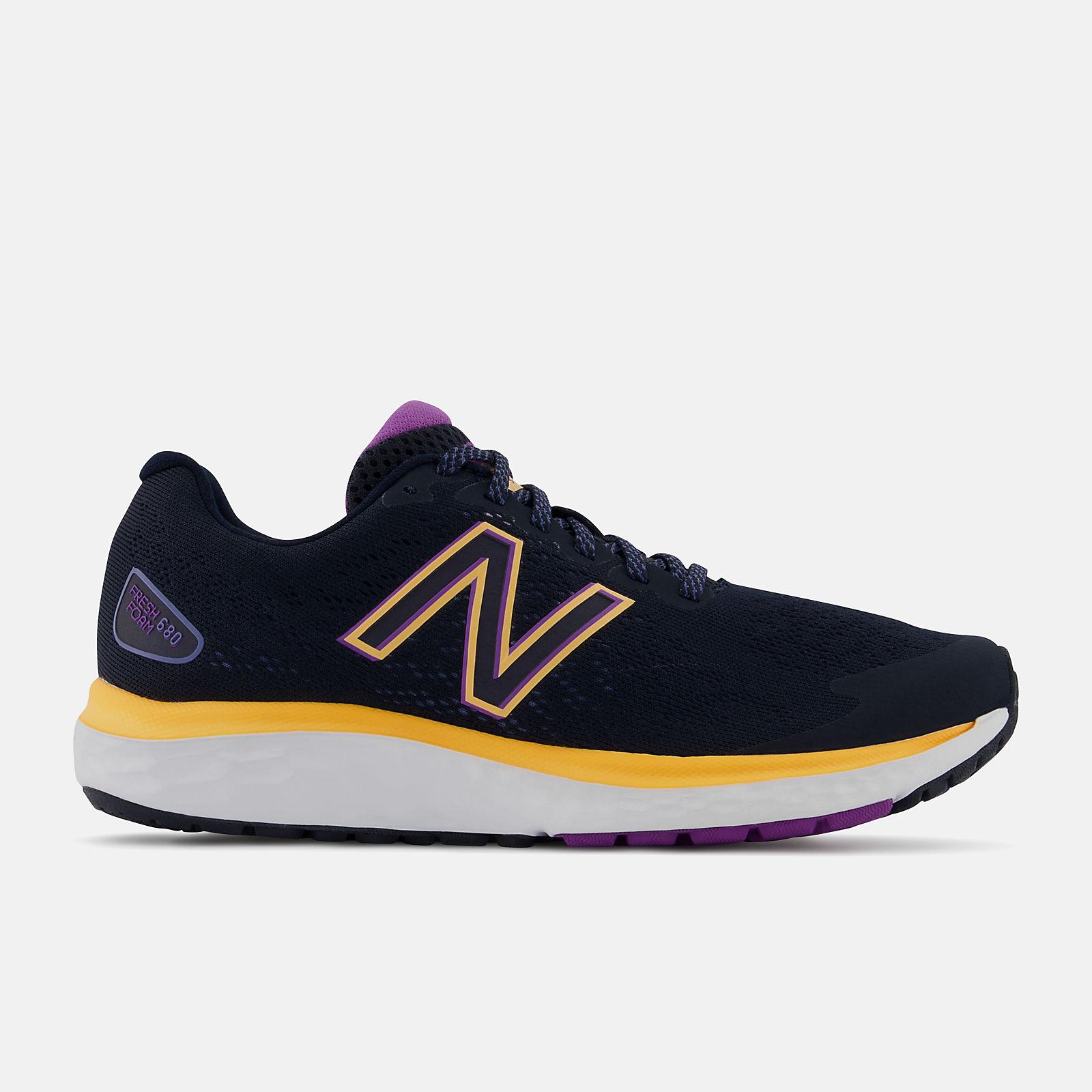 running-new-balance-fresh-foam-680v7-black-con-mystic-purple-y-vibrant-apricot-mujer fresh foam 680v7 mystic purple vibrant apricot side profile