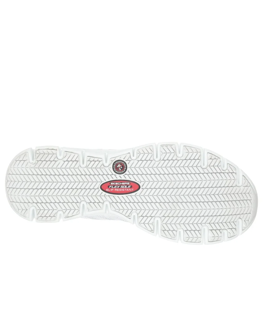 Sure-Track-Erath-White-5.webp View of the Sure Track Erath White shoe sole, featuring a distinctive tread pattern for enhanced slip resistance