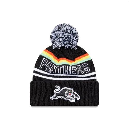 NRL-Panthers-New-Era-Pom-Pom-Beanie-Front-View.webp Panthers New Era Pom Pom Beanie Front View