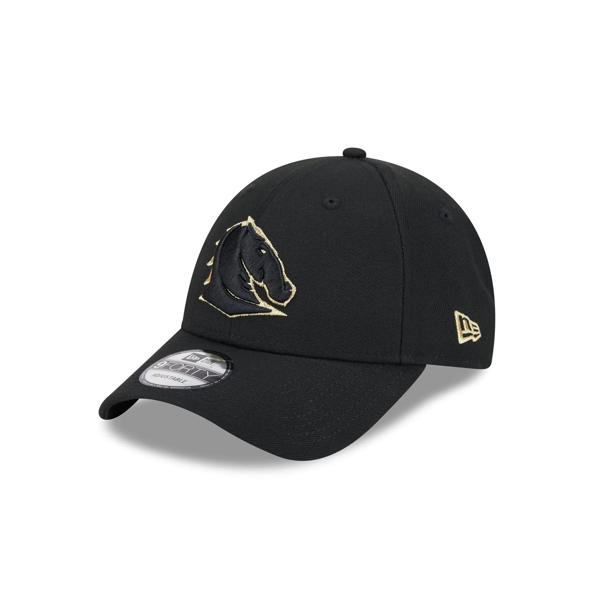 NRL Broncos 940 Snapback Cap Black/Gold front right view NRL Broncos 940 Snapback Cap Black/Gold front right view