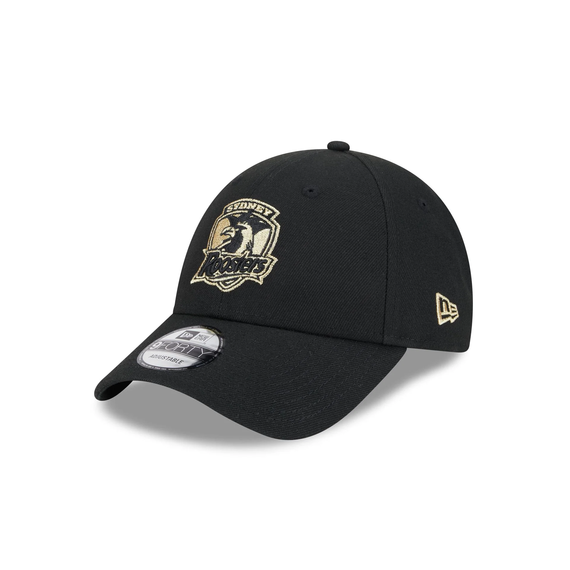 NRL Roosters 940 Snapback Cap Black/Gold front right NRL Roosters 940 Snapback Cap Black/Gold front right