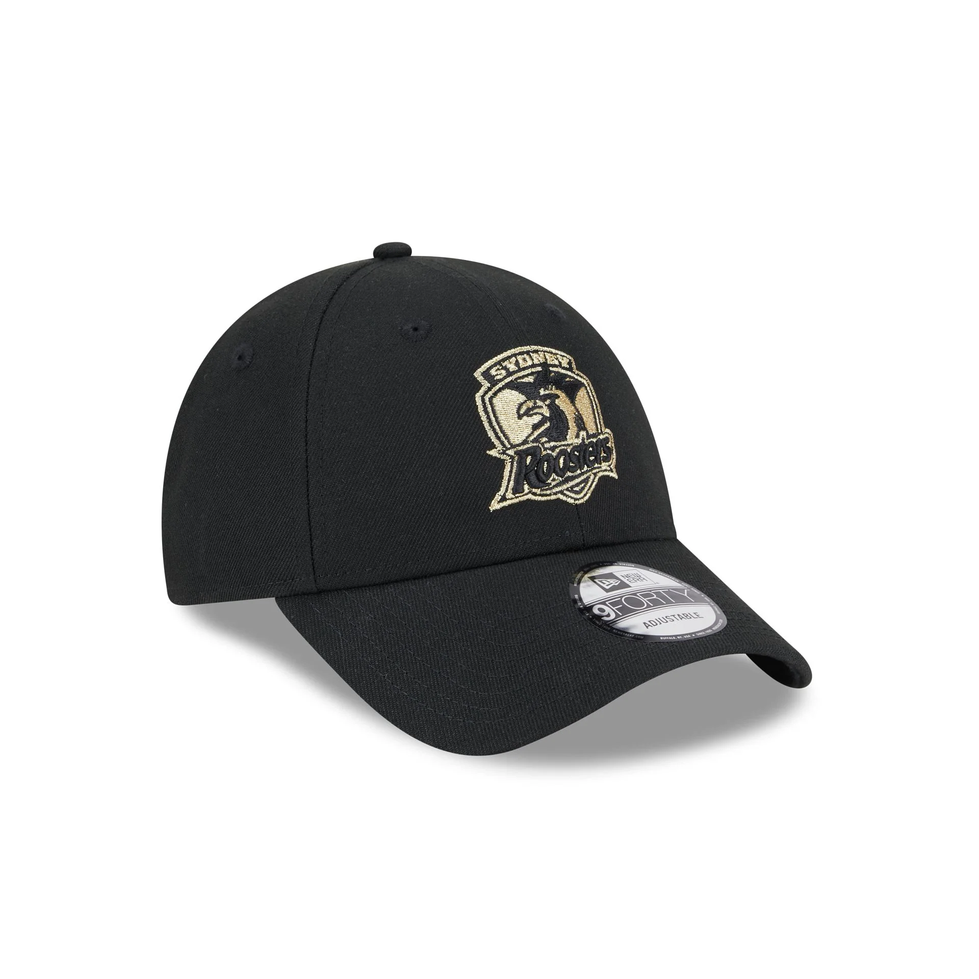 NRL Roosters 940 Snapback Cap Black/Gold front left NRL Roosters 940 Snapback Cap Black/Gold front left